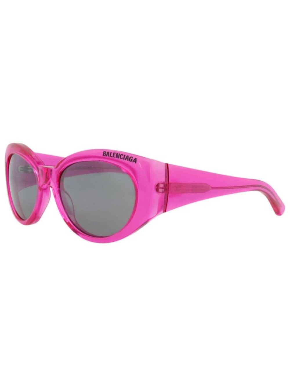 New Balenciaga Women's Sunglasses Round Oval Recycled Acetate Frame Fuchsia